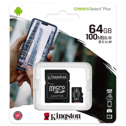 Kingston Canvas Select Plus Carte MIcro SD SDCS2/64GB Class 10